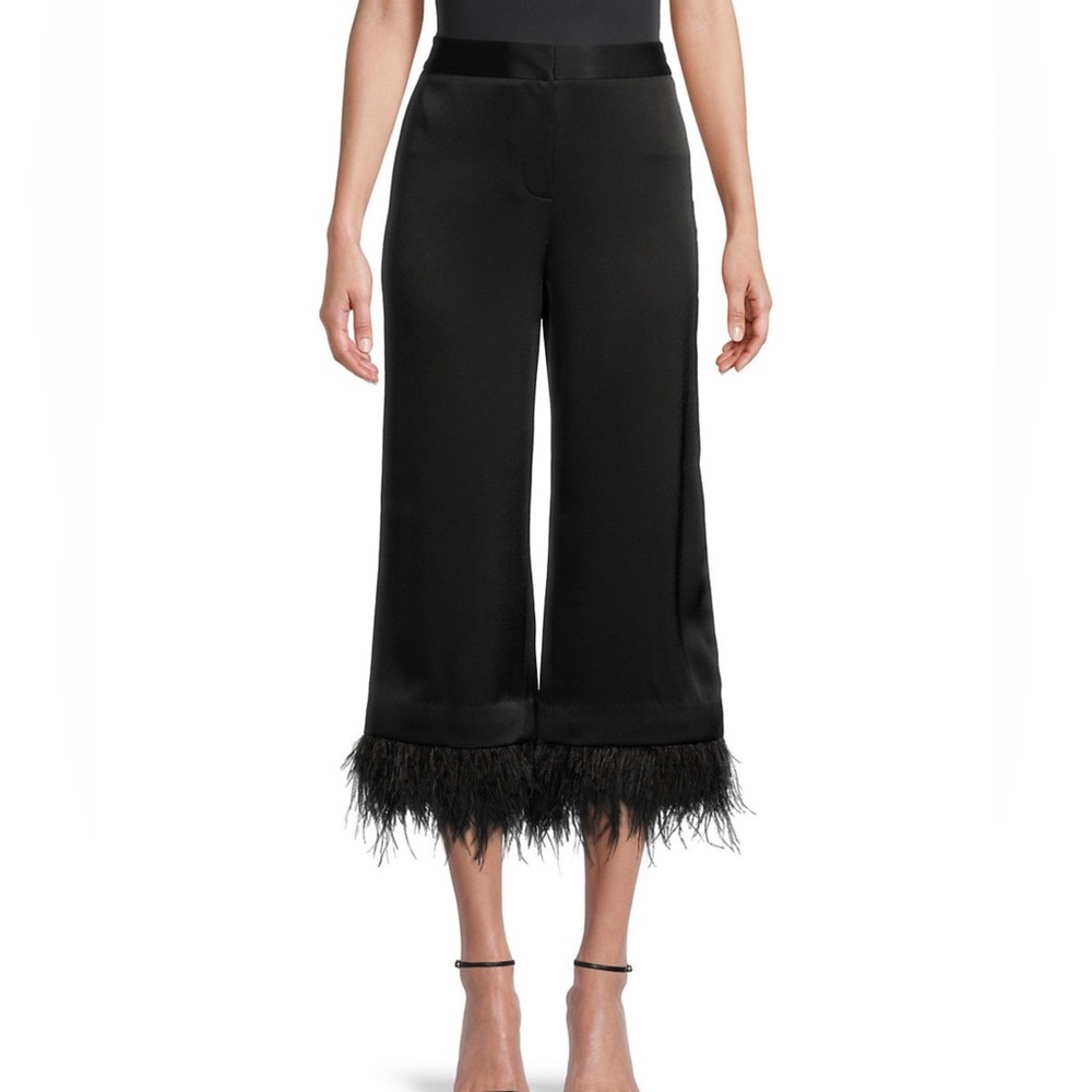 Kobi Halperin Nova Cropped Feather-Embellished Pants (Size 14)